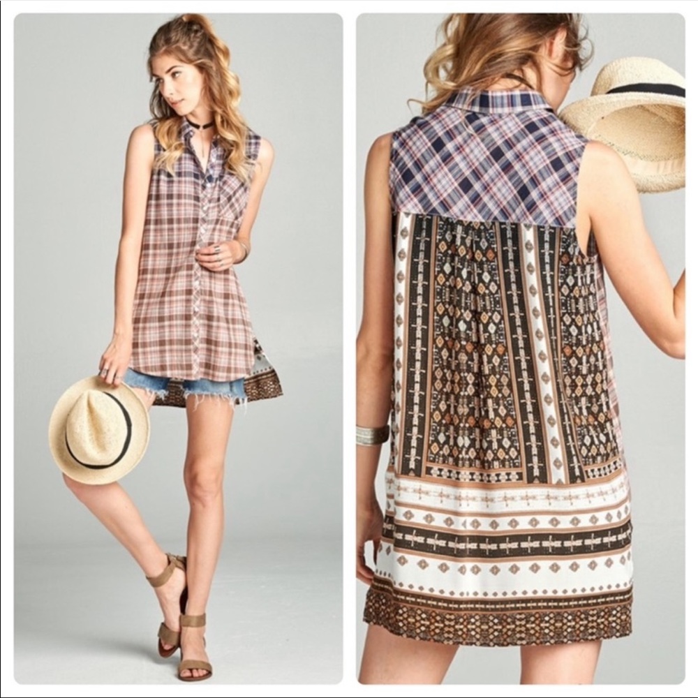 Boho High-Low Button-Up Blouse - Picture 6 of 7